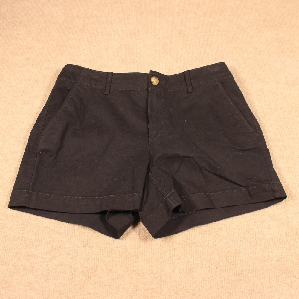 Loft Curvy Fit Black Chino Shorts Size 6 Casual Mid Rise Cotton Blend